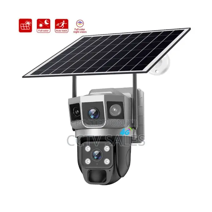 Night Vision 4g Dual Solar Powered CCTV Camera With Audio