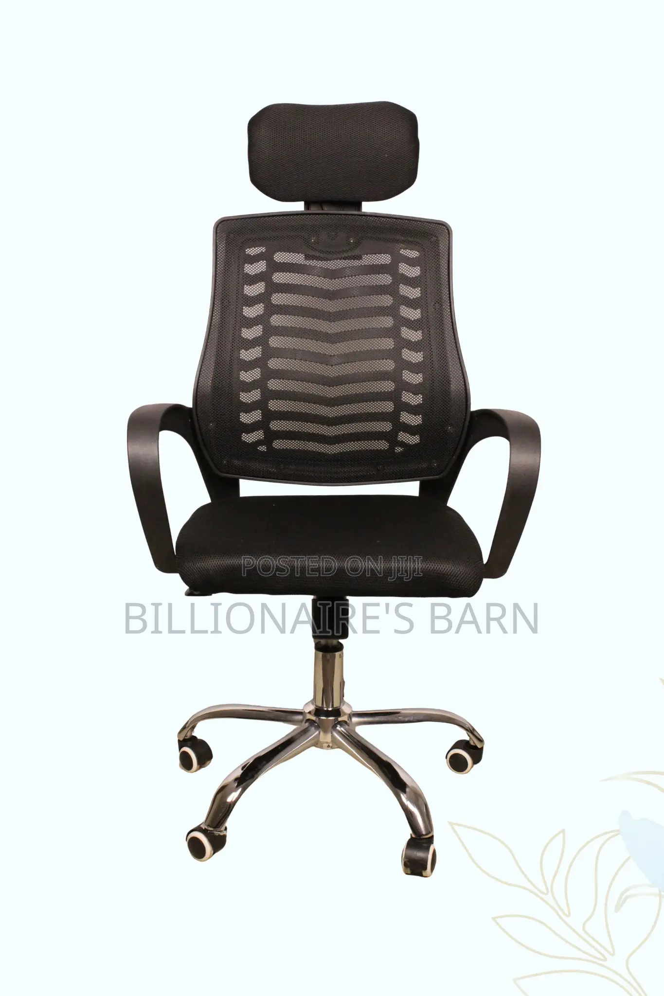 Chair; Secretarial Mesh Ergonomic Headrest Seat-Wheels