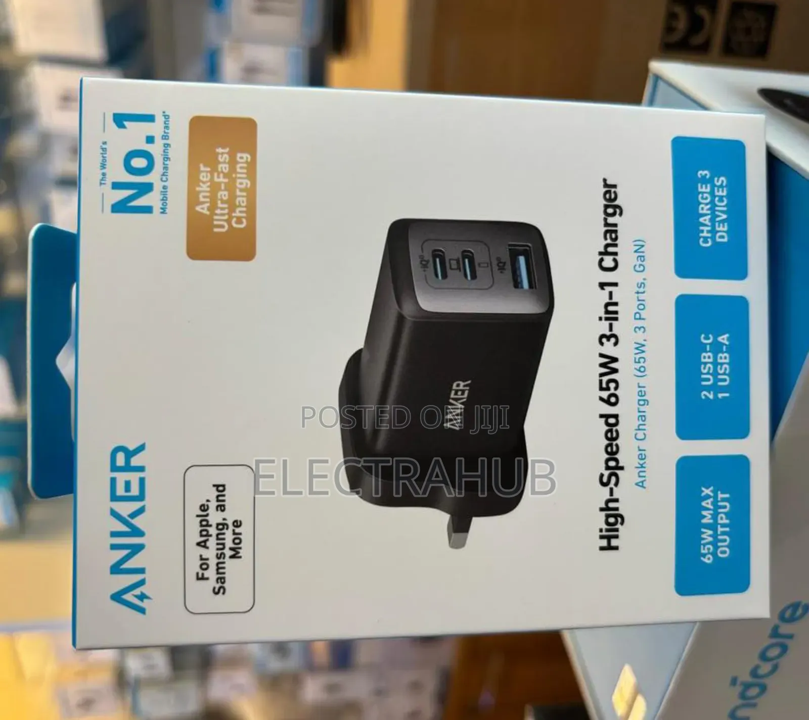 Anker Powerport Iii 65w 3-Port Charger Brand New