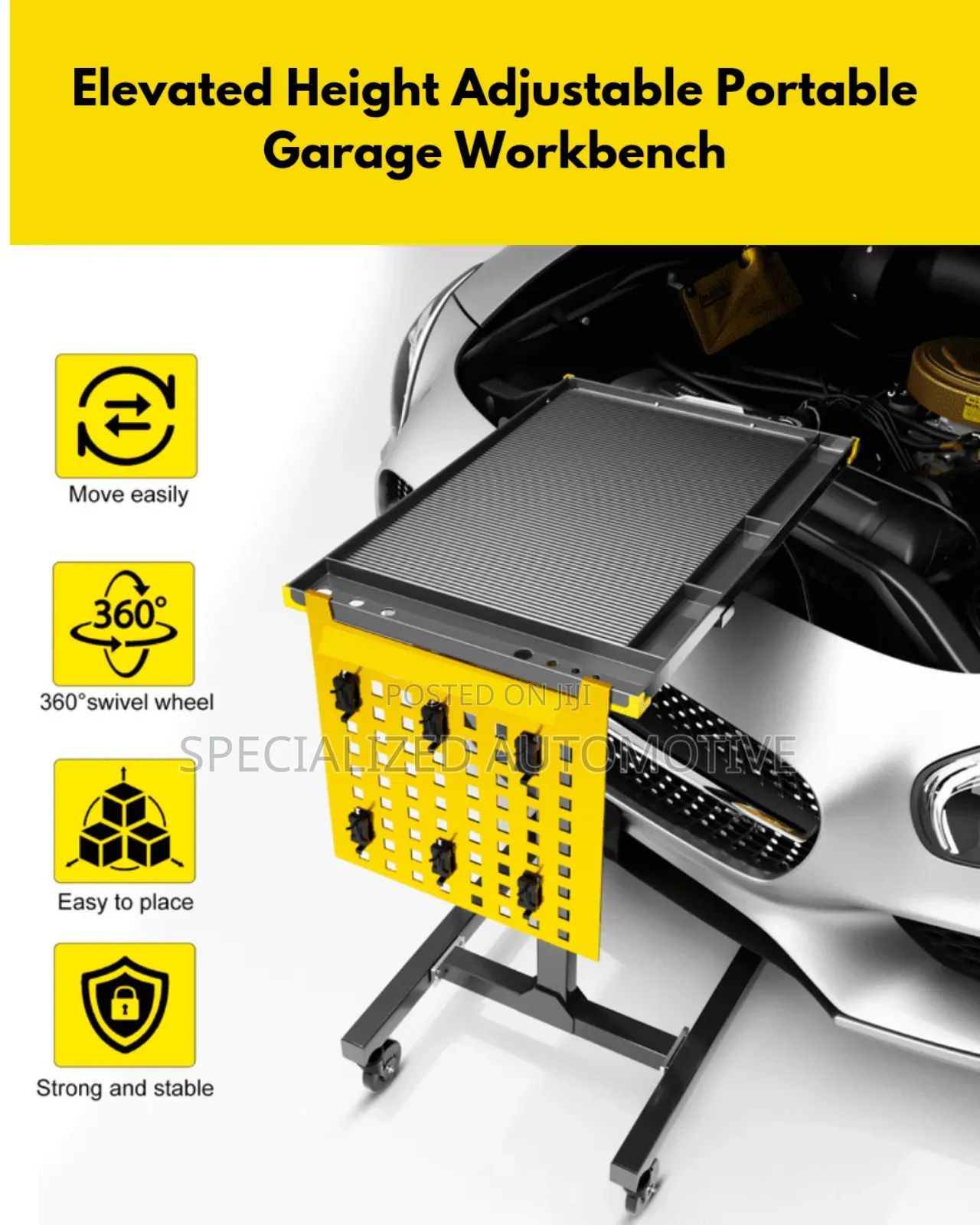 Vehicle Repair Work Bench Portable Elevated Adjustable Working Bench