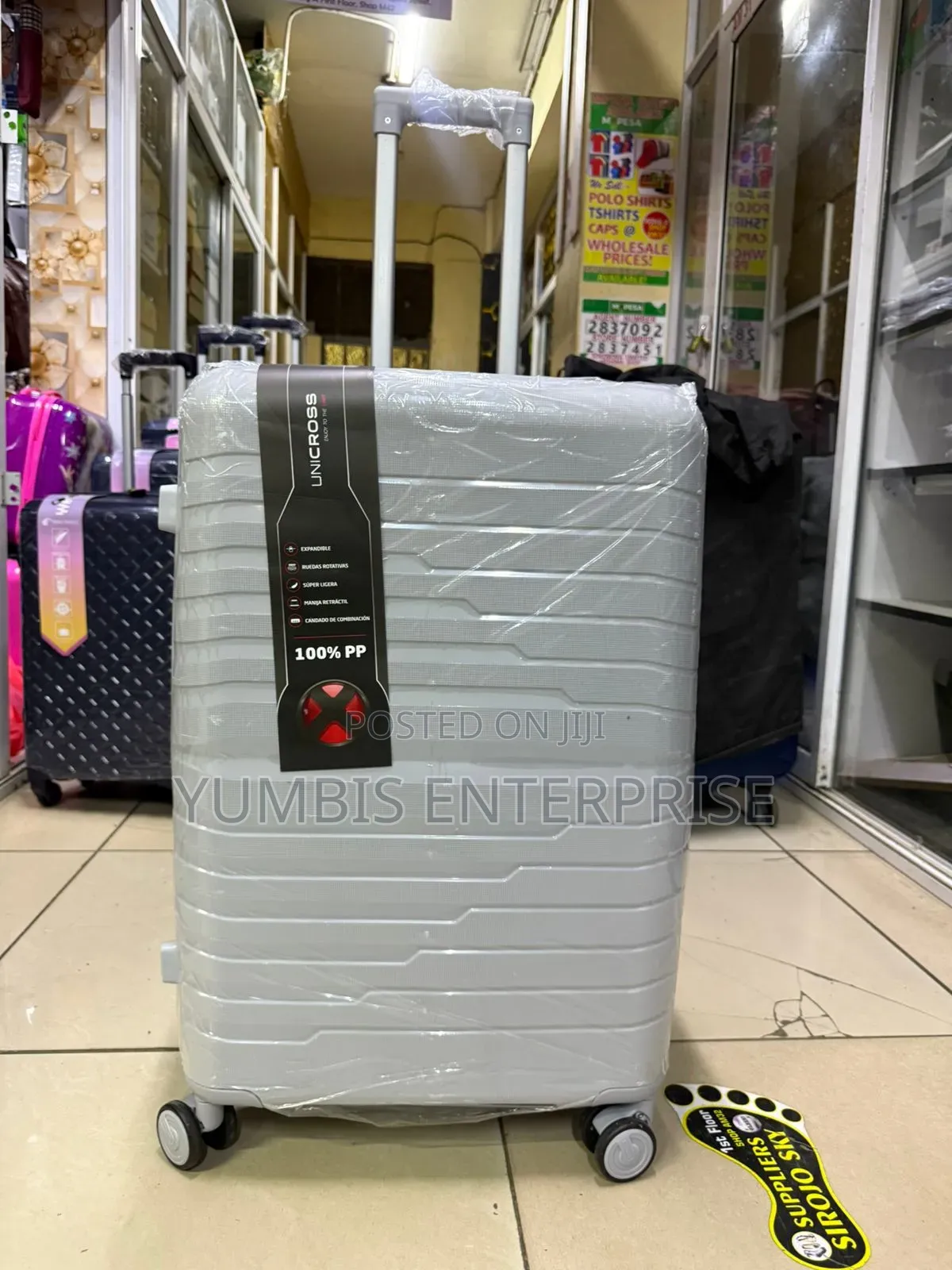 Silver Grey Medium Size 69cm Rubber Suitcase 1pc at