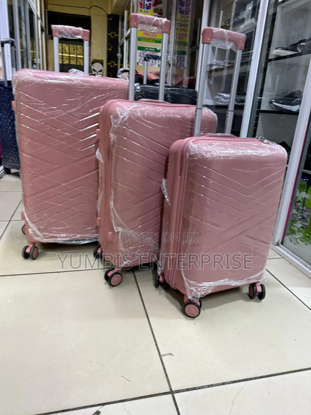 Pink Size 2 Rubber Quality 3 in 1 Suitcases Set