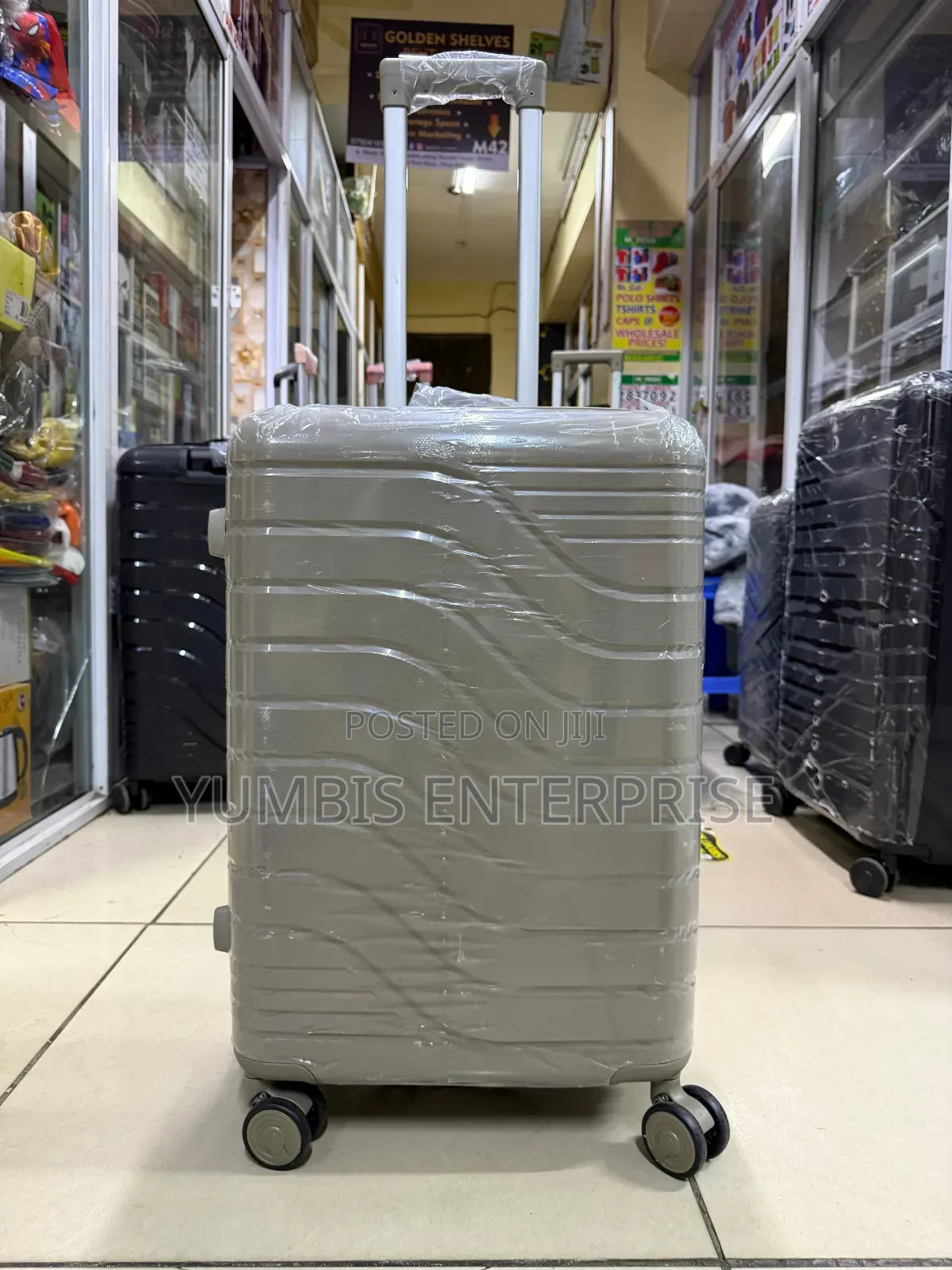 Large Brown Beige Suitcase