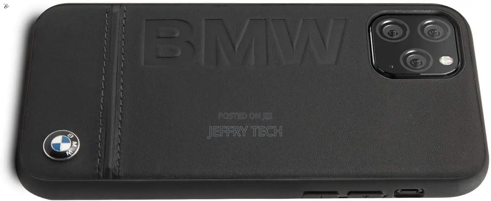Qwrty iPhone 11 Pro BMW Logo Imprint Hard Leather Case