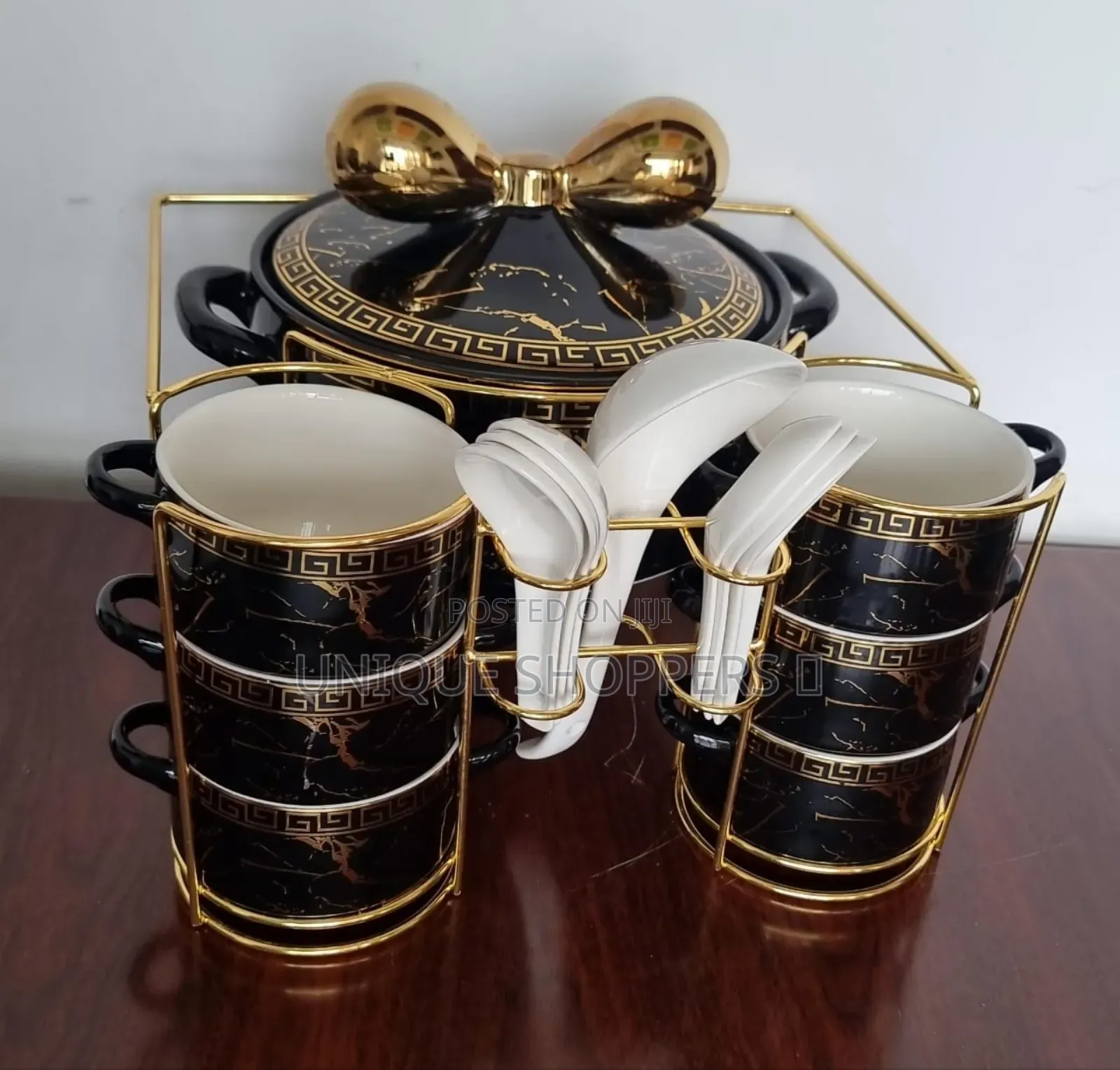 Jcc8434-L1 16pc Ceramic Soup Set on Golden Stan