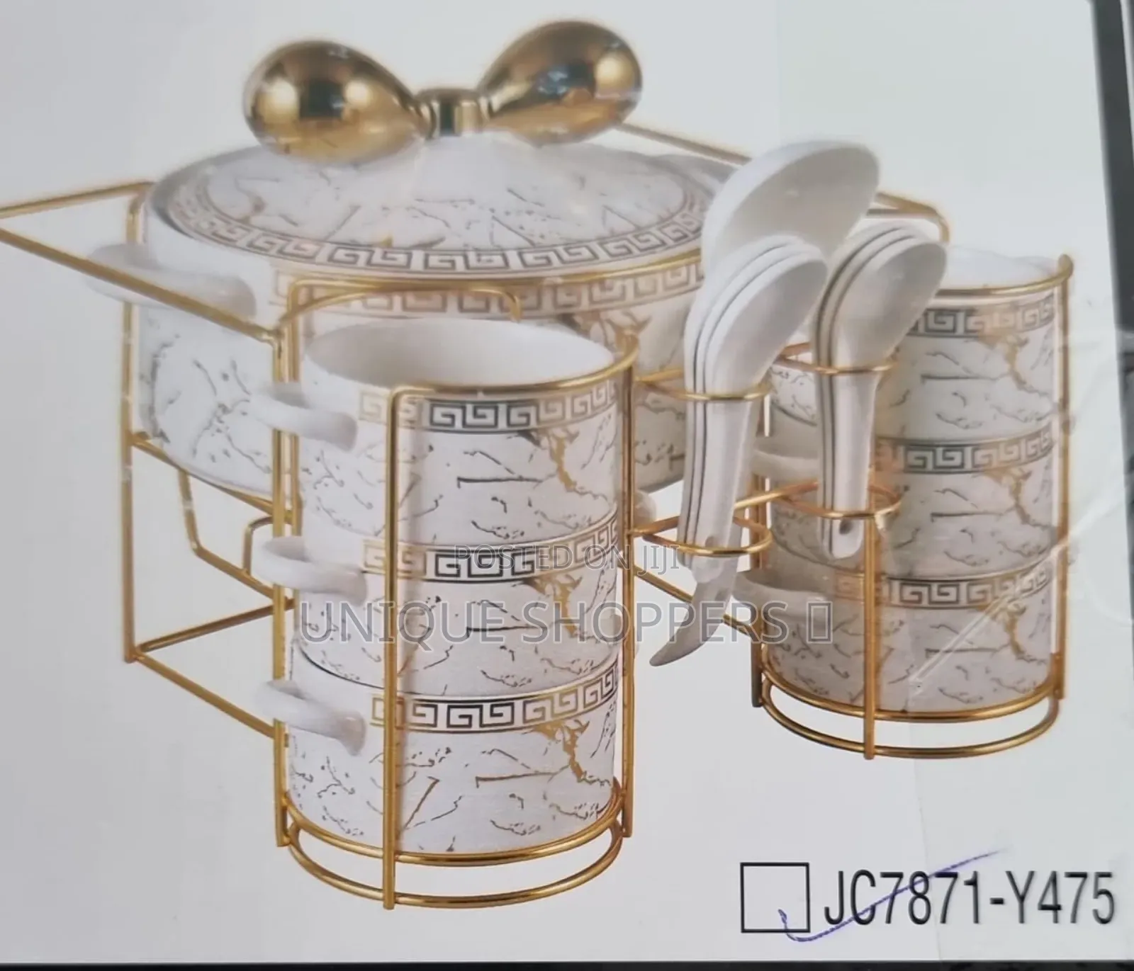 Jcc8434-L1 16pc Ceramic Soup Set on Golden Stan