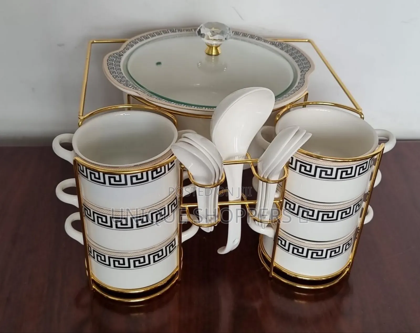 Jcc8434-L1 16pc Ceramic Soup Set on Golden Stan