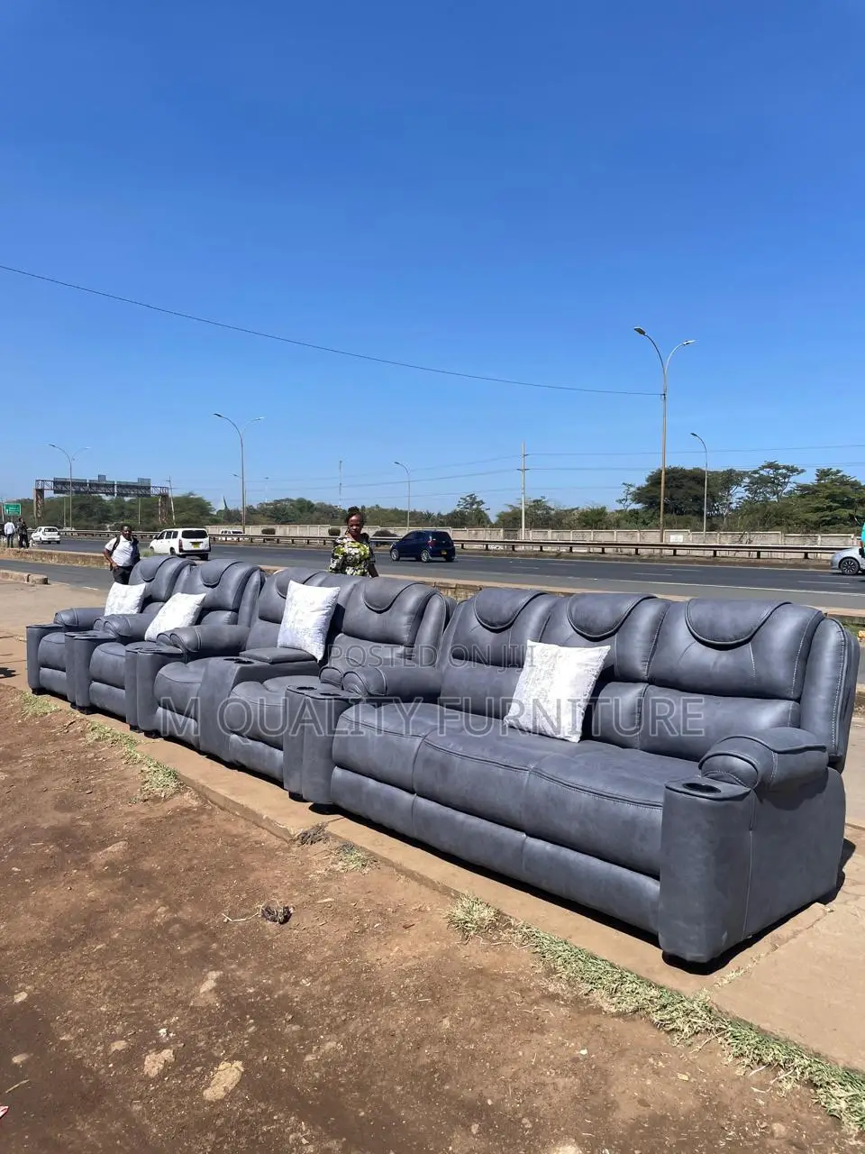 Classy Gray Semi Recliner Sofa Sets