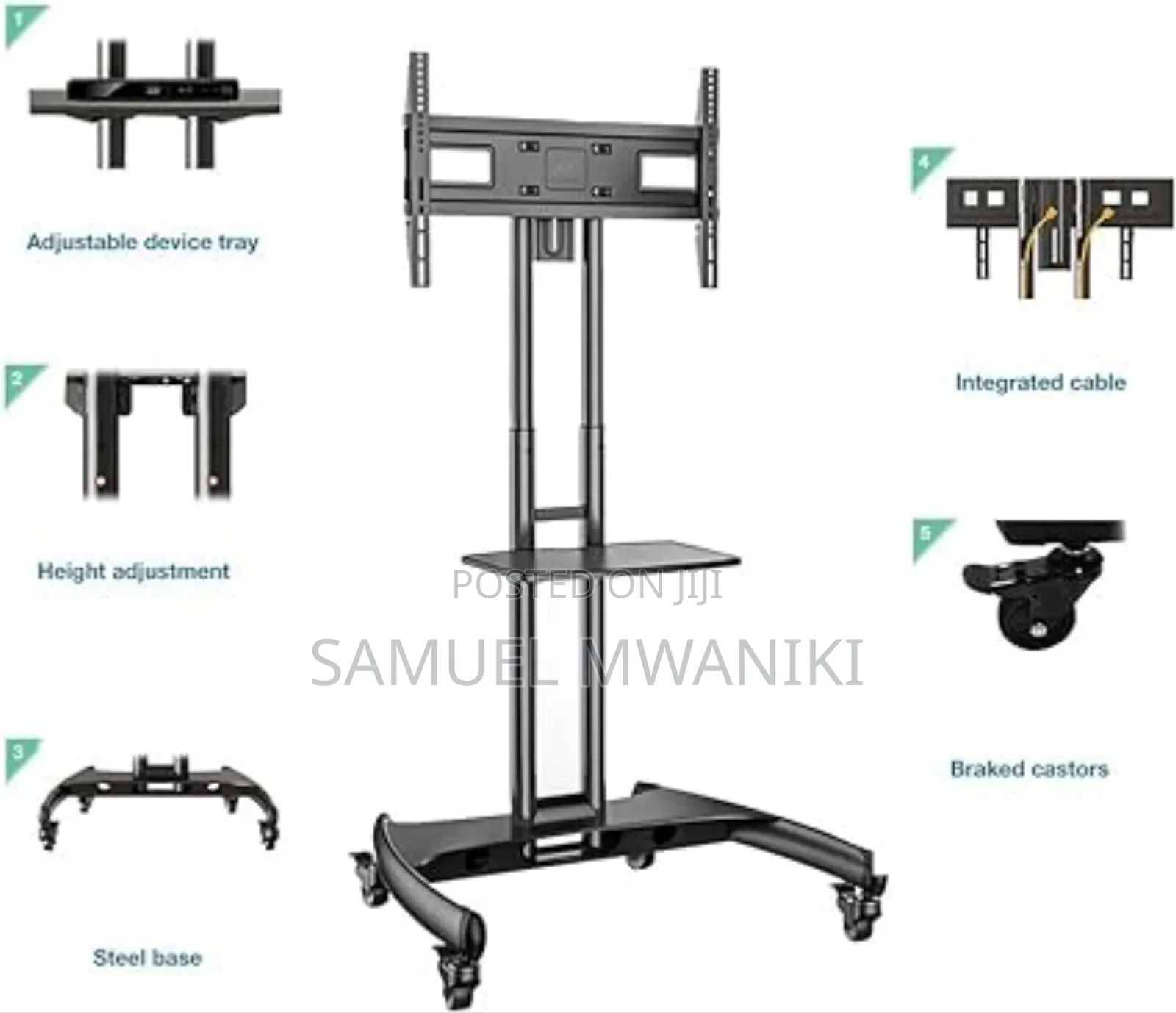 Moveable Tv Stand With Wheels Best for [32′′ – 75′′ Tv]