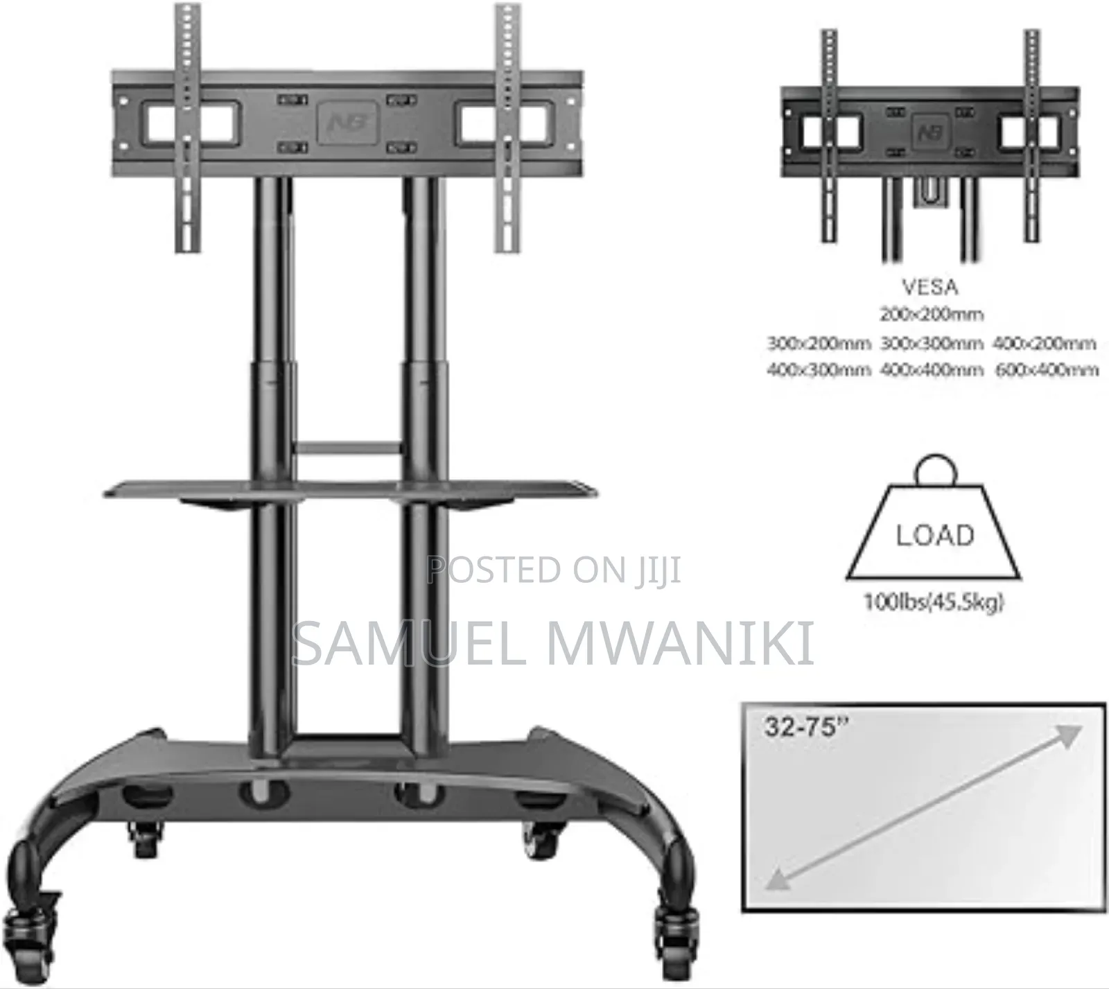 Moveable Tv Stand With Wheels Best for [32′′ – 75′′ Tv]