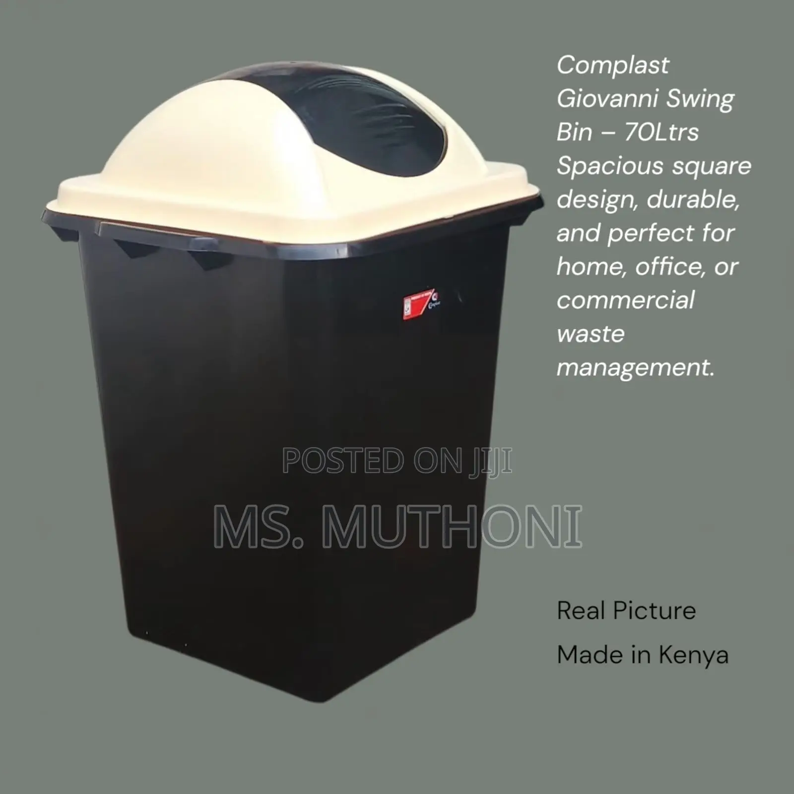 Black Compast Giovanni 70ltrs Swing Bin