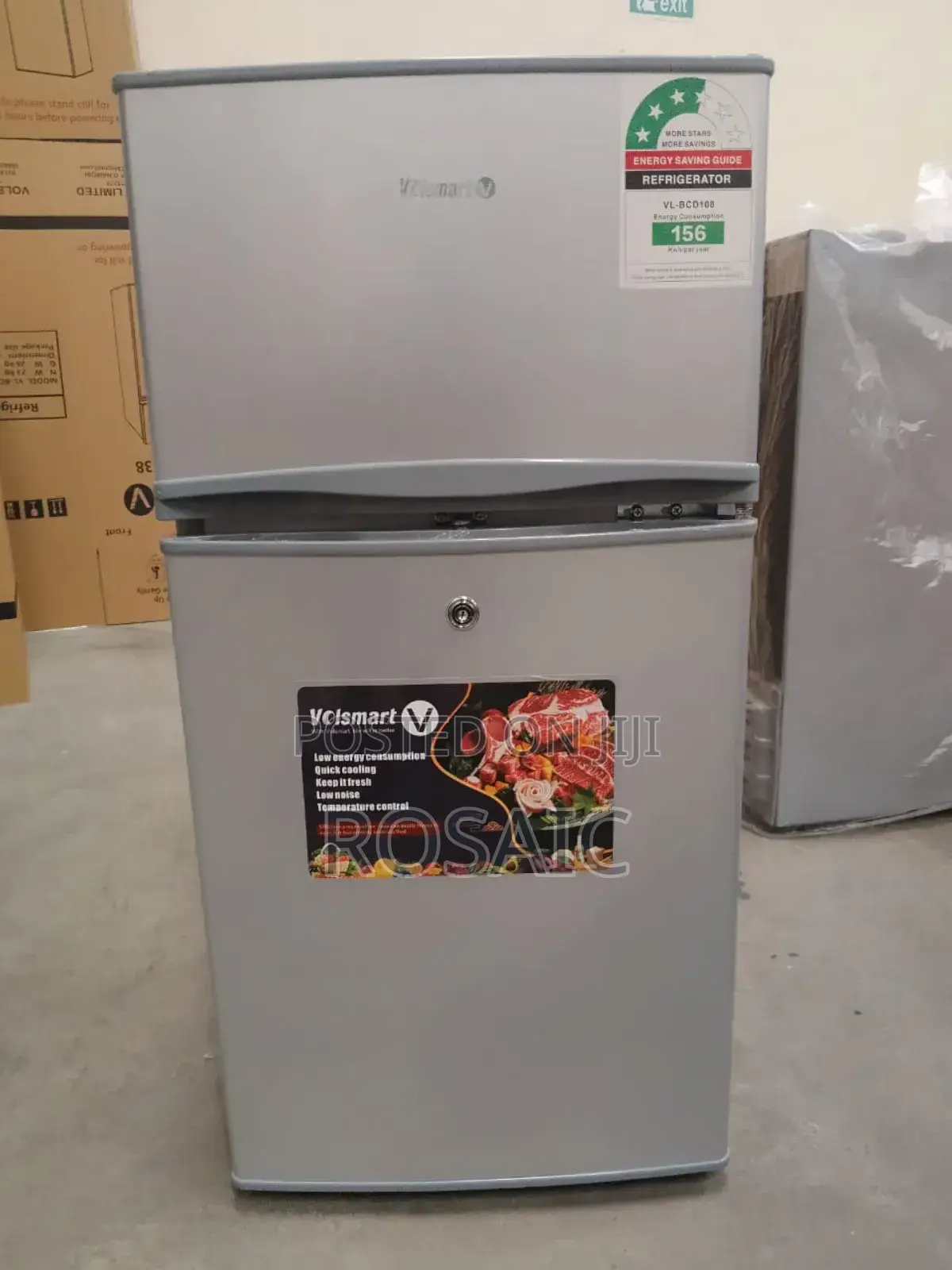 Silver Volsmart 108litres Double Door Refrigerator