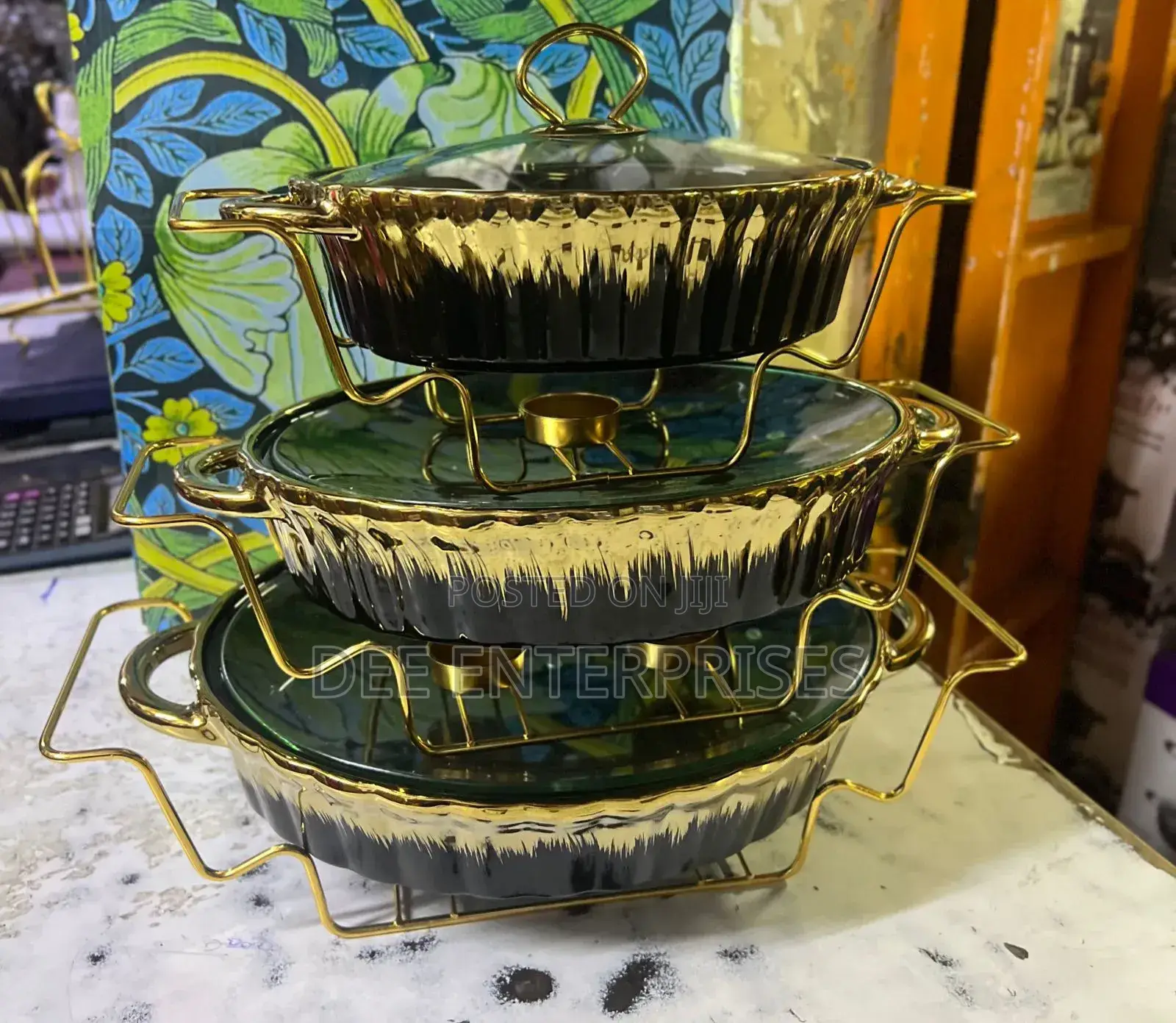 3 PCS Ceramic Chaffing Dishes 3.5l , 2.8 L and 1.8 L