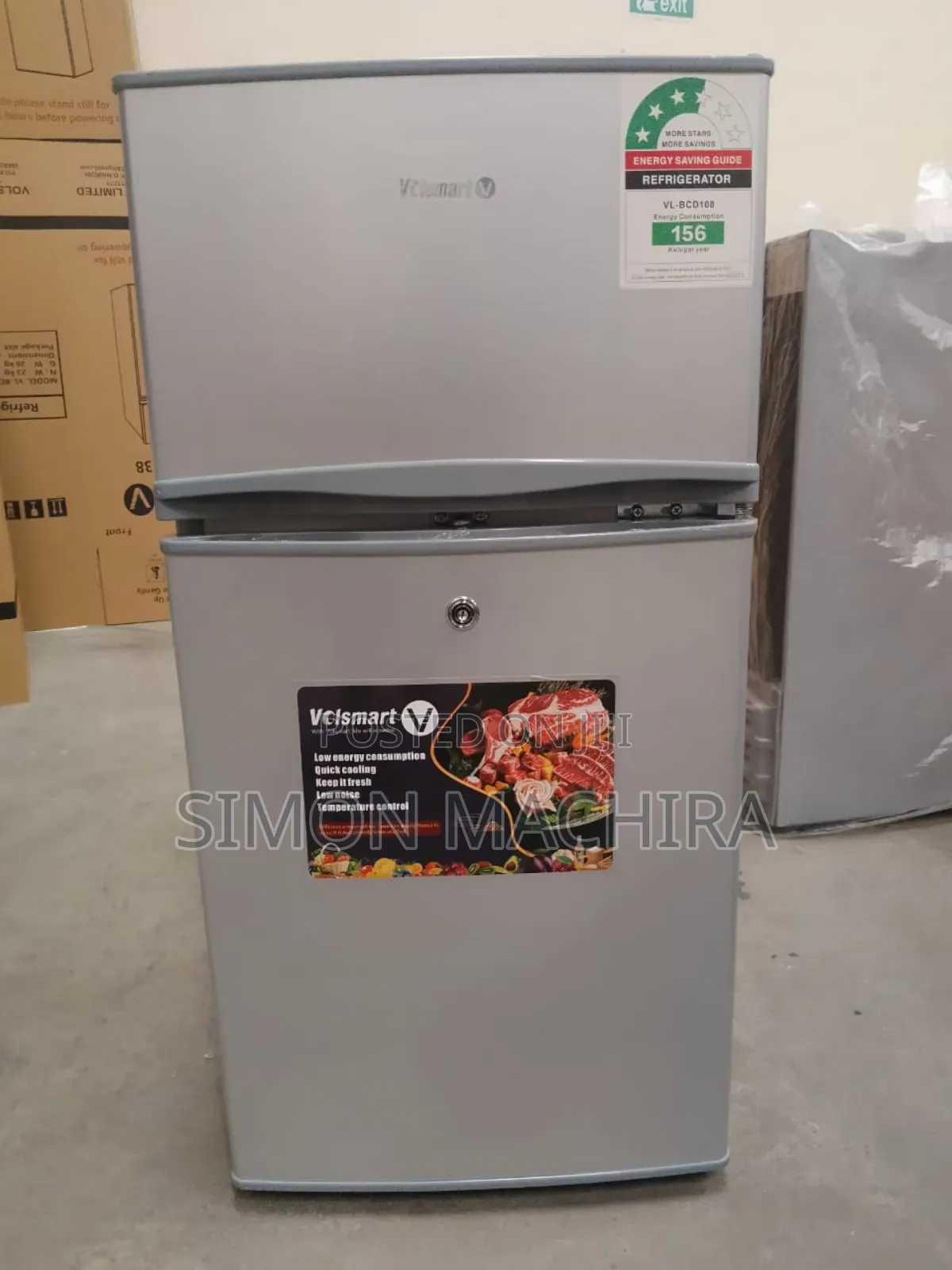 Silver Volsmart 108litres Double Door Refrigerator