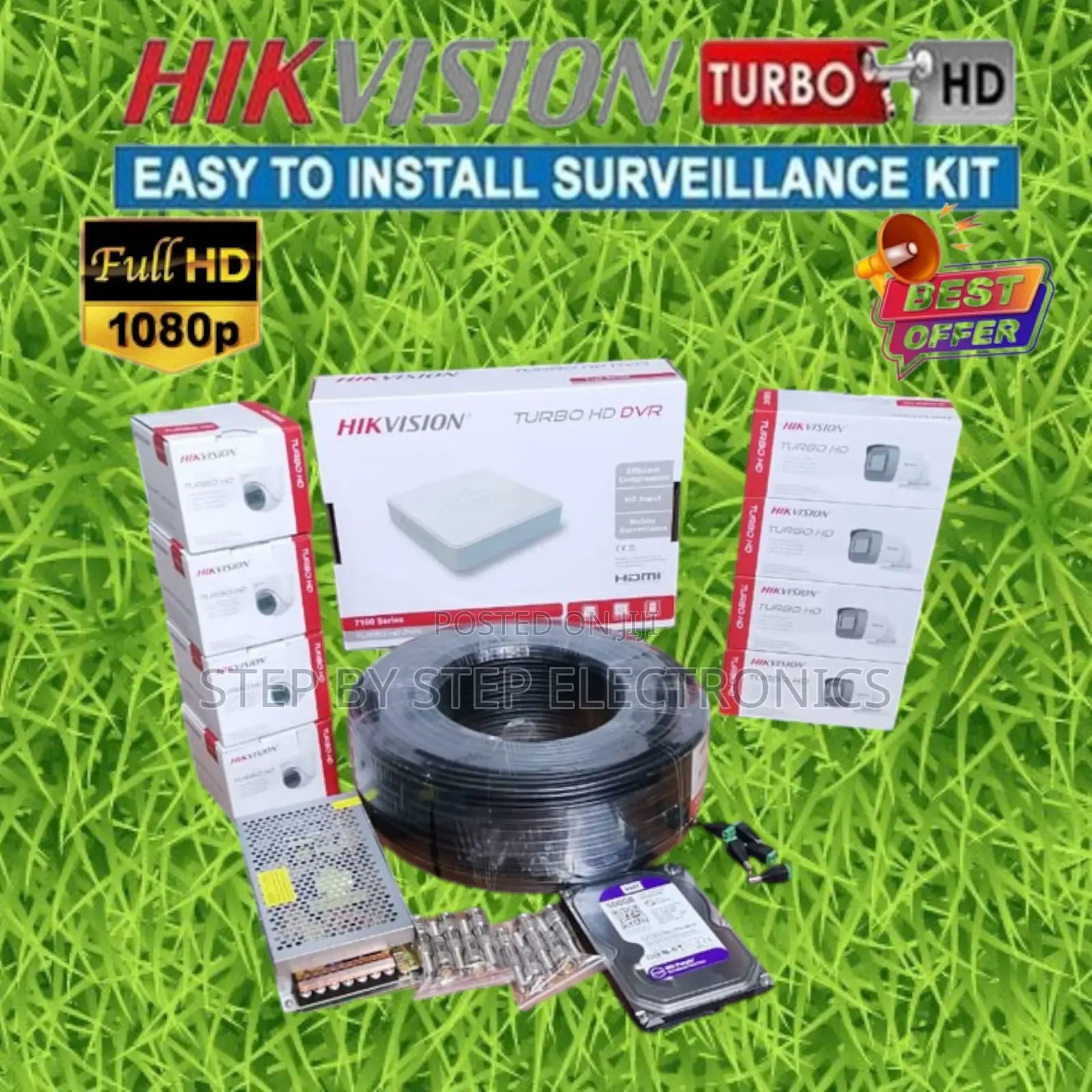 Quick Wake Up DVR 8 Hikvision 1080p Full Hd CCTV Cameras Complete Kit