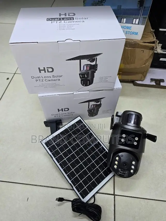 Solar Powered Dual Lens Wifi PTZ CCTV Camera Audio+Colored