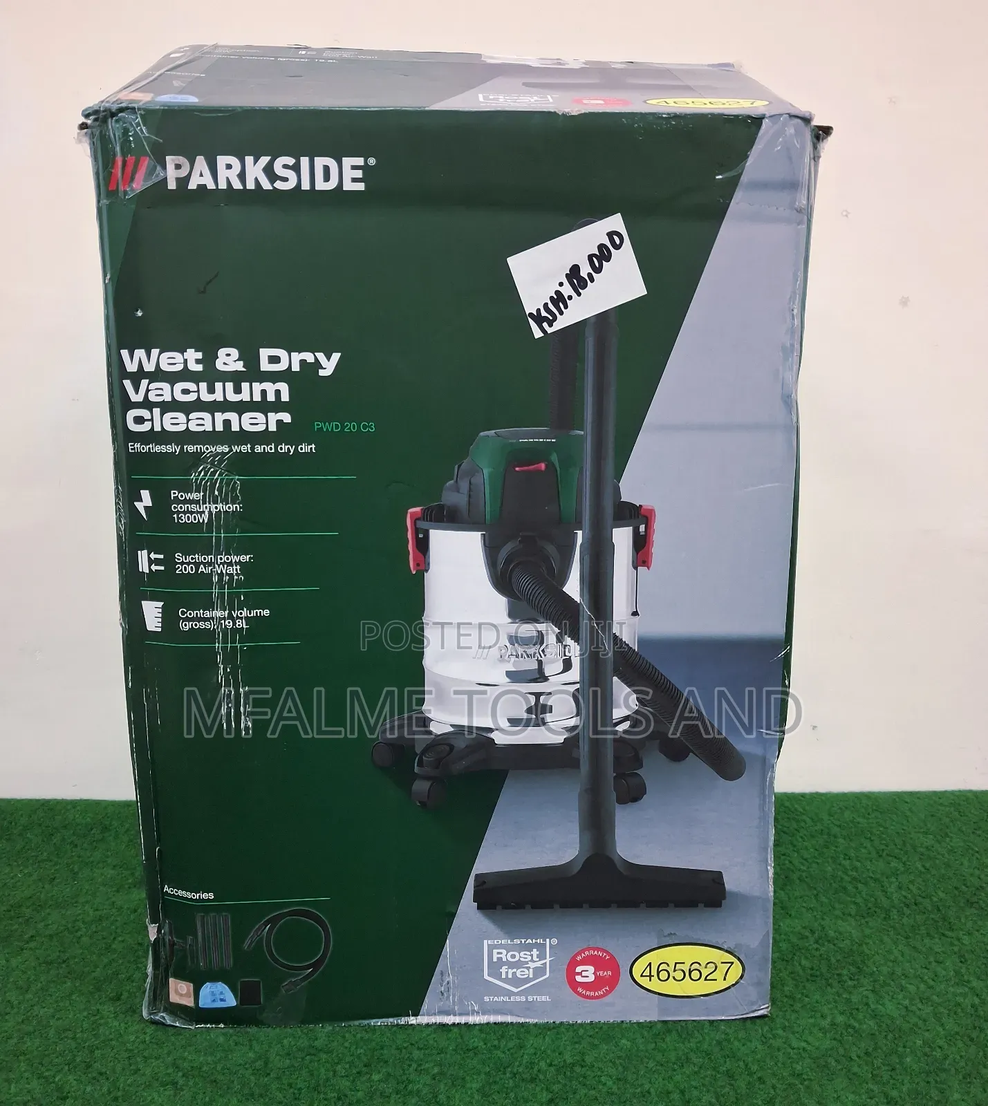 Vacuum Cleaner Brand New Wet and Dry 20l 1300w Parkside Ex-Uk