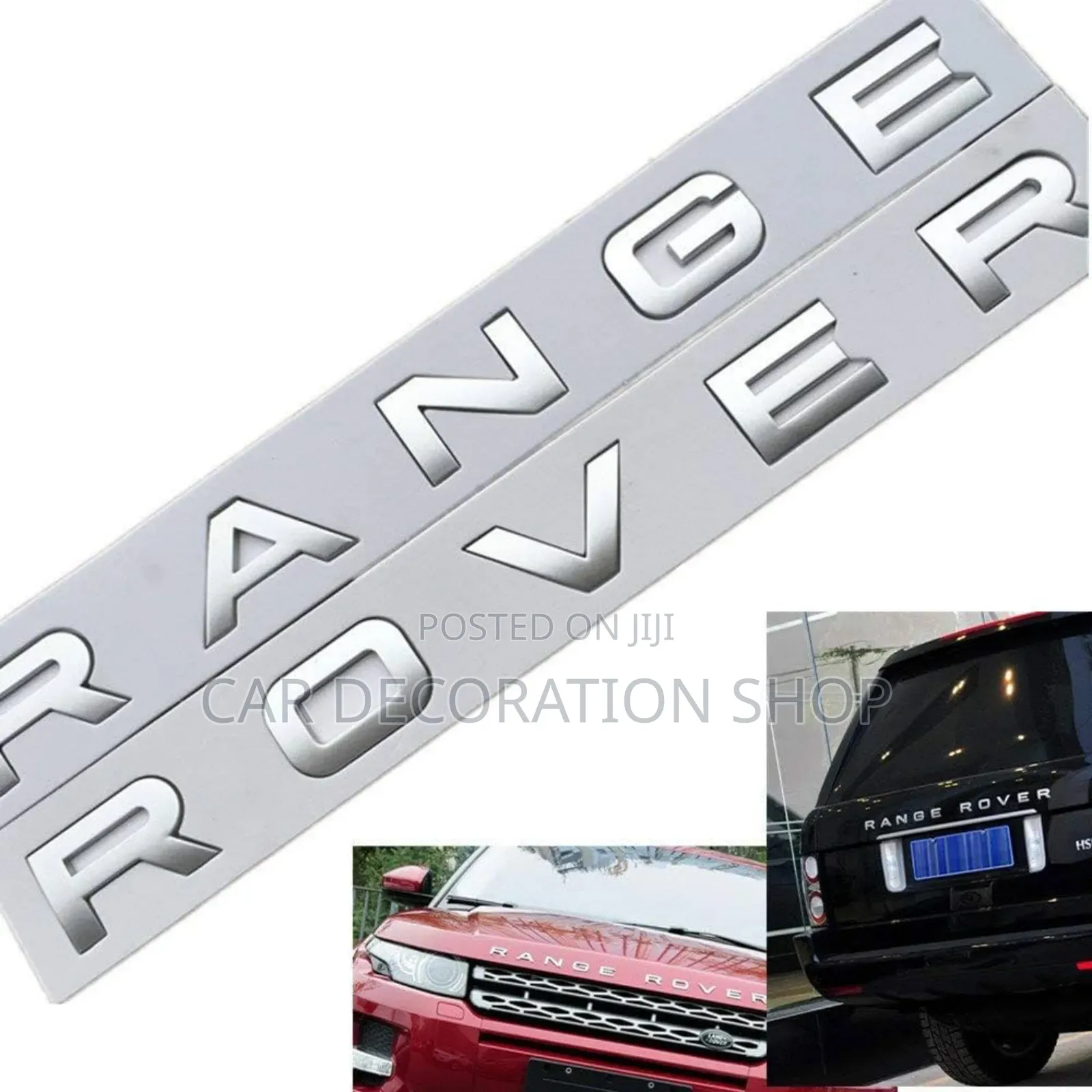 3d Cover Hood Front/Rear Silver Range Rover Letter Emblem