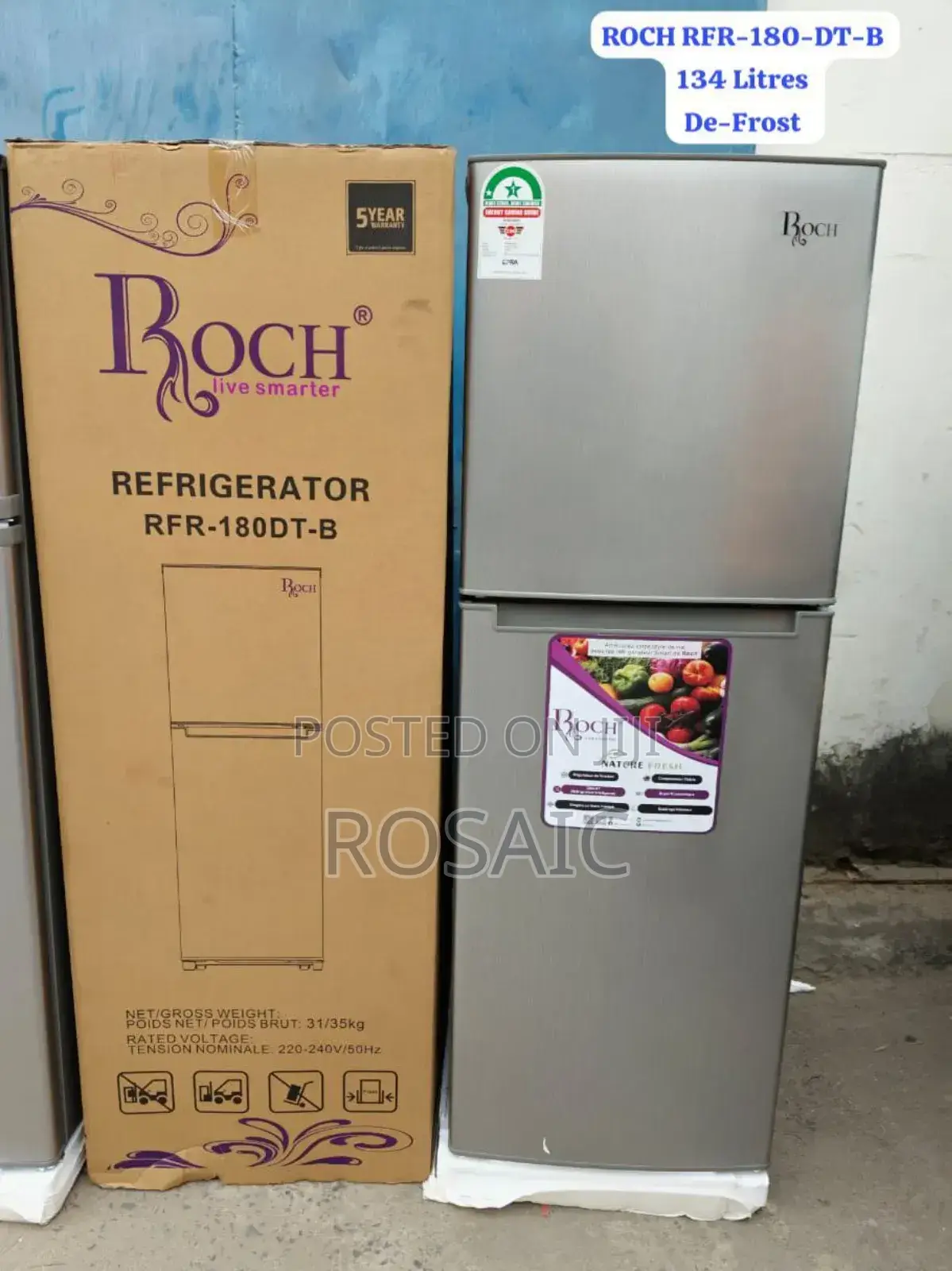 Roch 134 Litres RFR-180dt-B Double Door Refrigerator