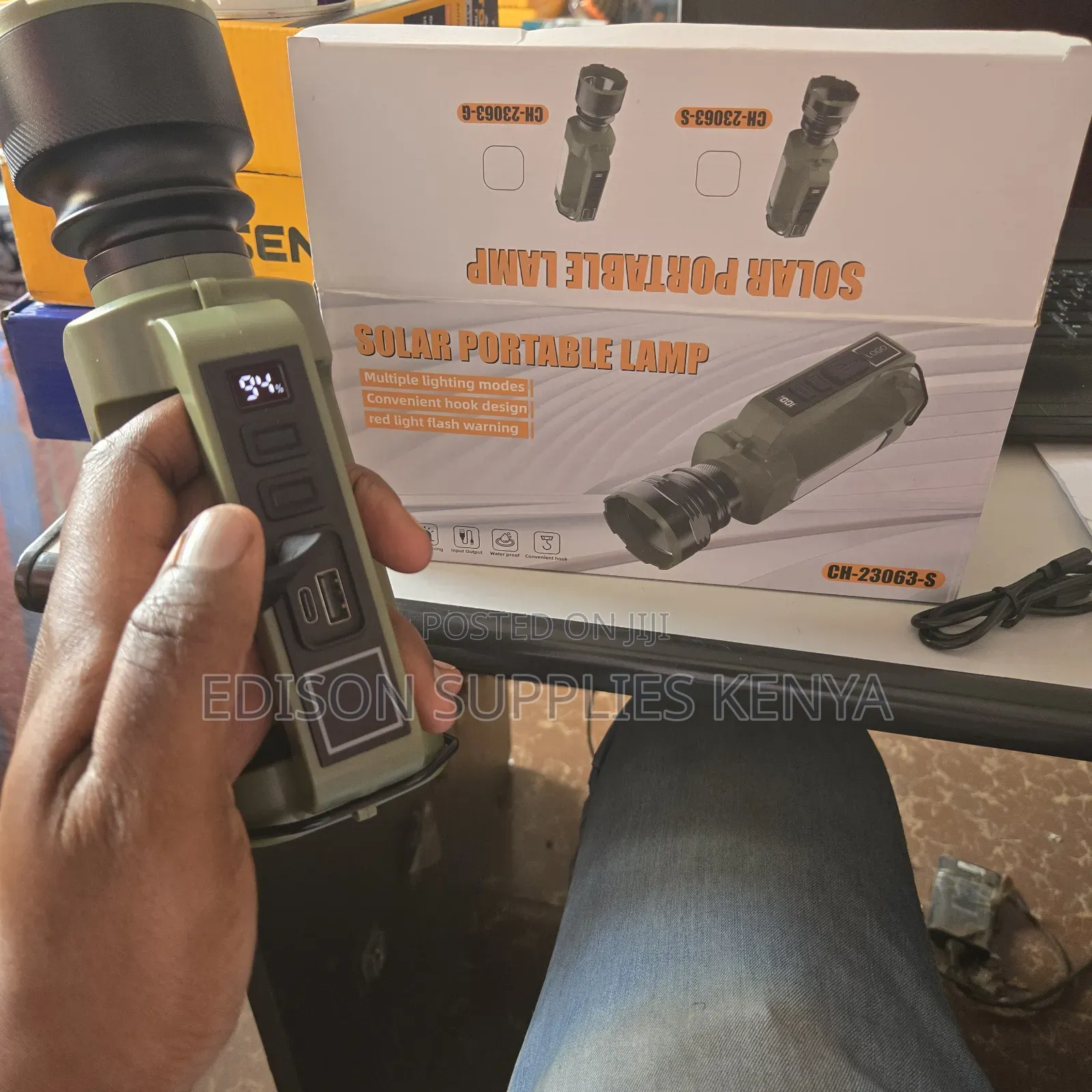 Rechargeable Torch With Solar Charging Panel Led Power Flashlight