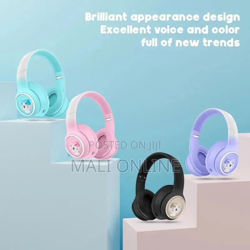 Akz-08 Cute Pet Ear Bluetooth 5.3 Wireless Foldable Over-ear Headset