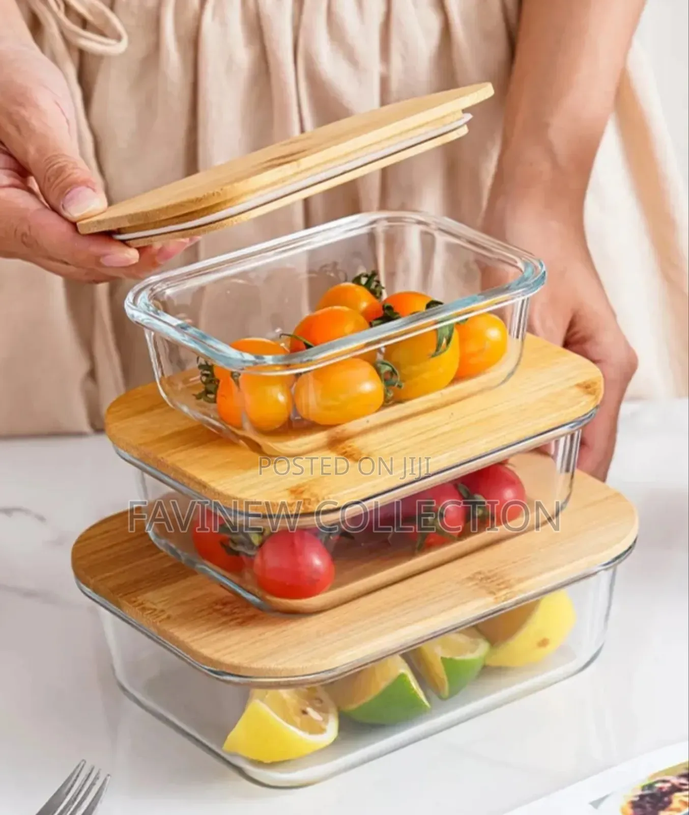 3pcs Glass Food Container With Bamboo Lids for Meal Prep