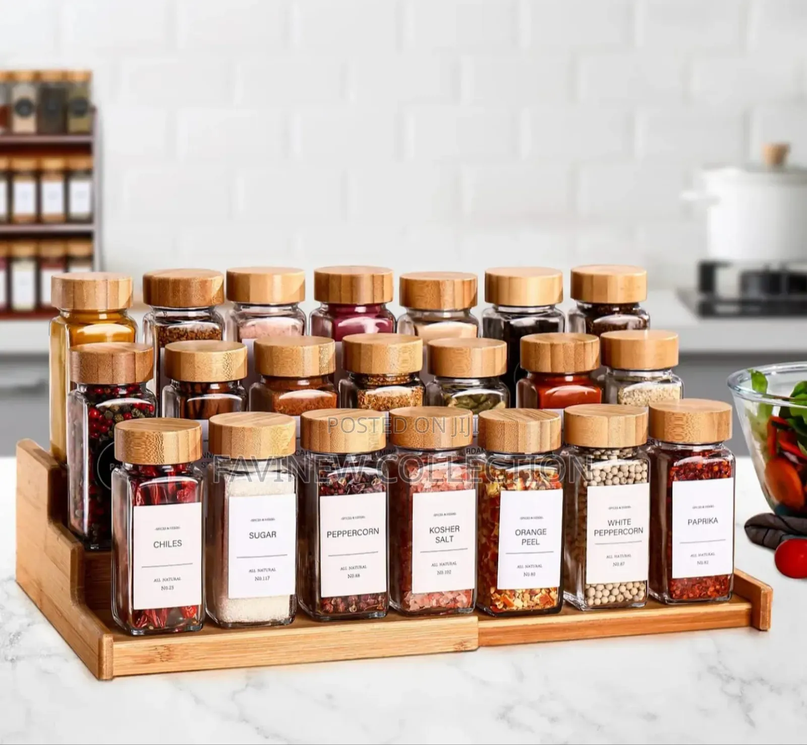 12pc Spice Jars/Containers With Bamboo Lid and Pen+Label Stickers