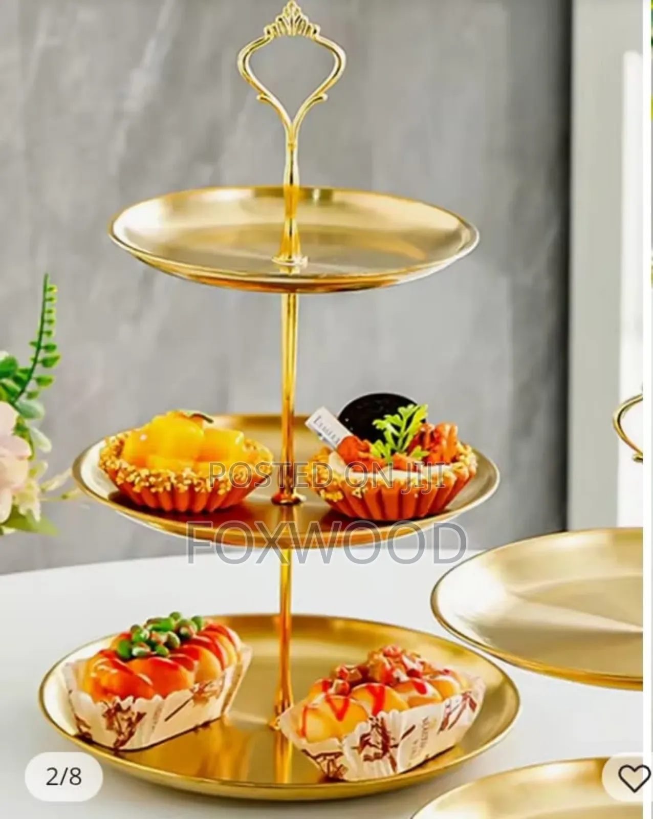 Gold Steel Cake Stand 3 Layer