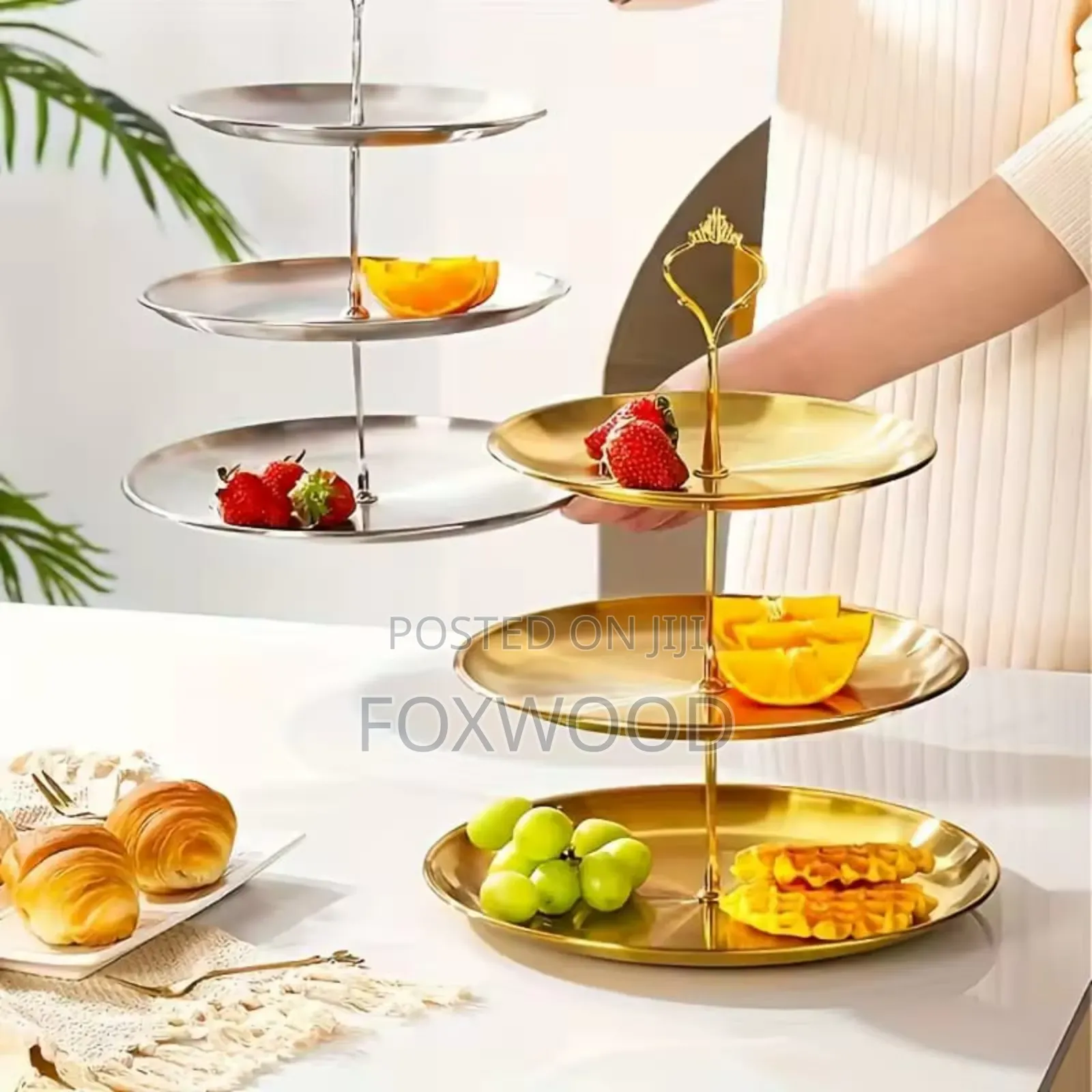Gold Steel Cake Stand 3 Layer