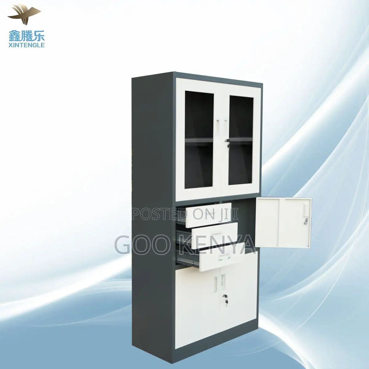 Office Cabinet ; 3 Drawer and Glass Door File Storage Unity