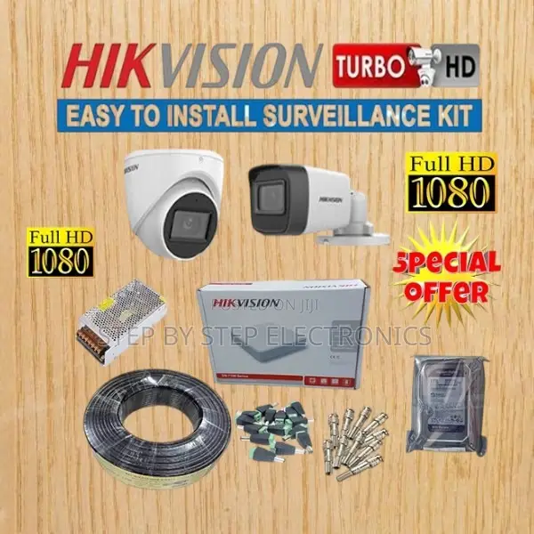 1080p Full Hd 2 Hikvision CCTV Cameras Kit With Night Vision System