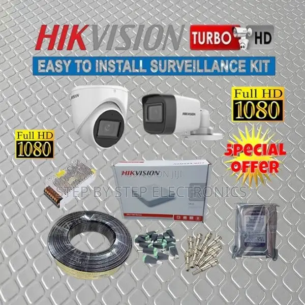 High-Definition Hikvision 2 Cameras 1080p Full Hd CCTV Security System