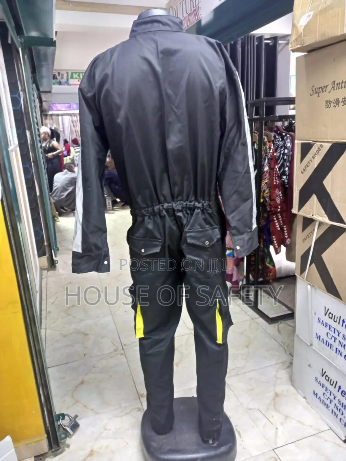 Black Overall With Yellow Piping