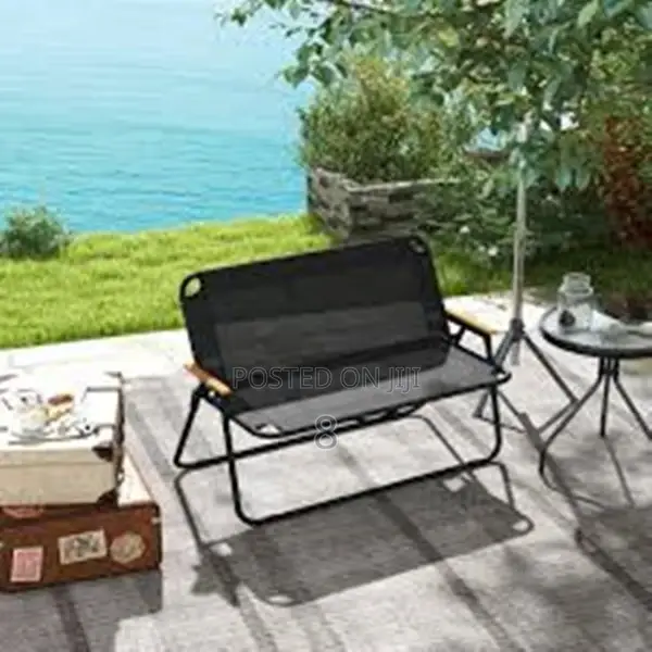 Double Camping Chair With Wooden Armrests – Stylish Practical