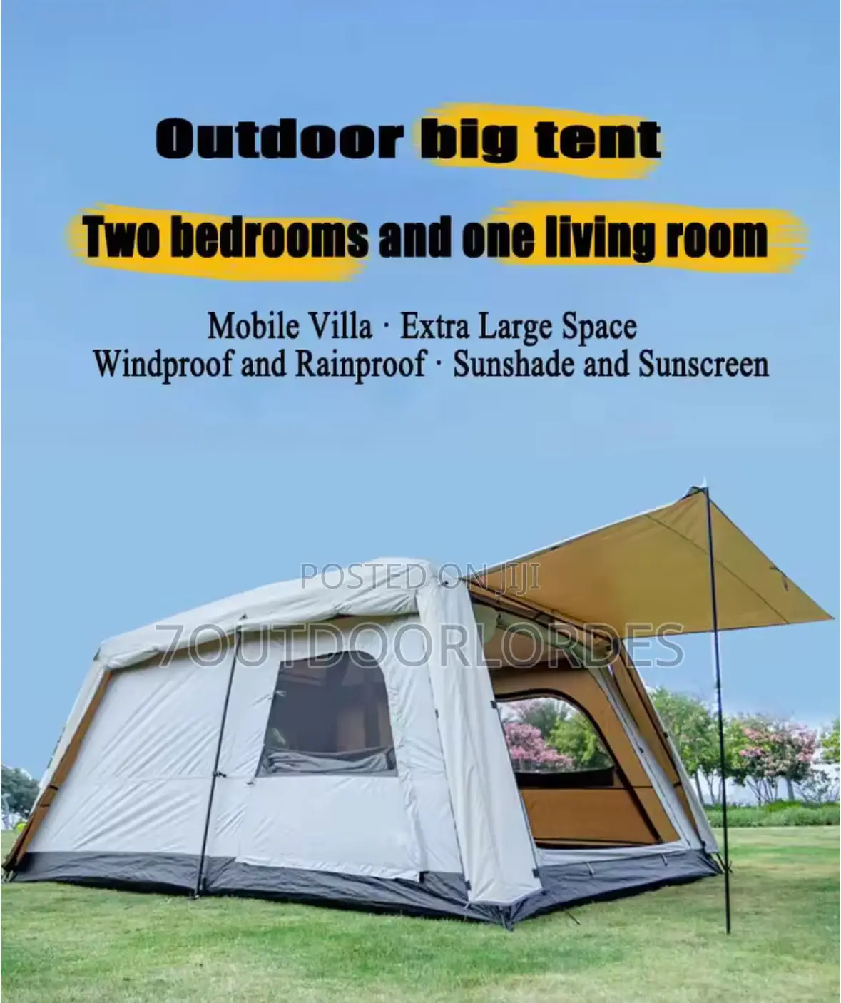 8–12 Man Double Layer Full Cover Camping Tent – 2 Room Design