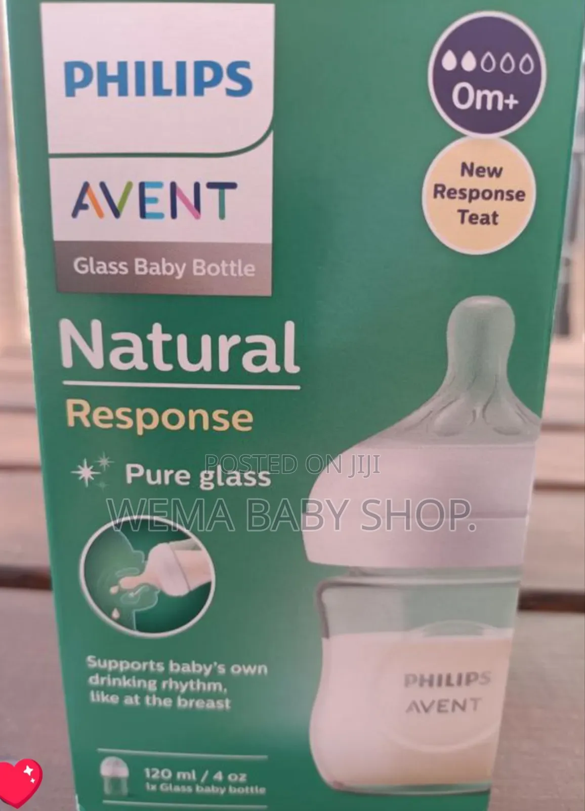 120ml (4oz) Philips Avent Natural Response Glass Baby Bottle