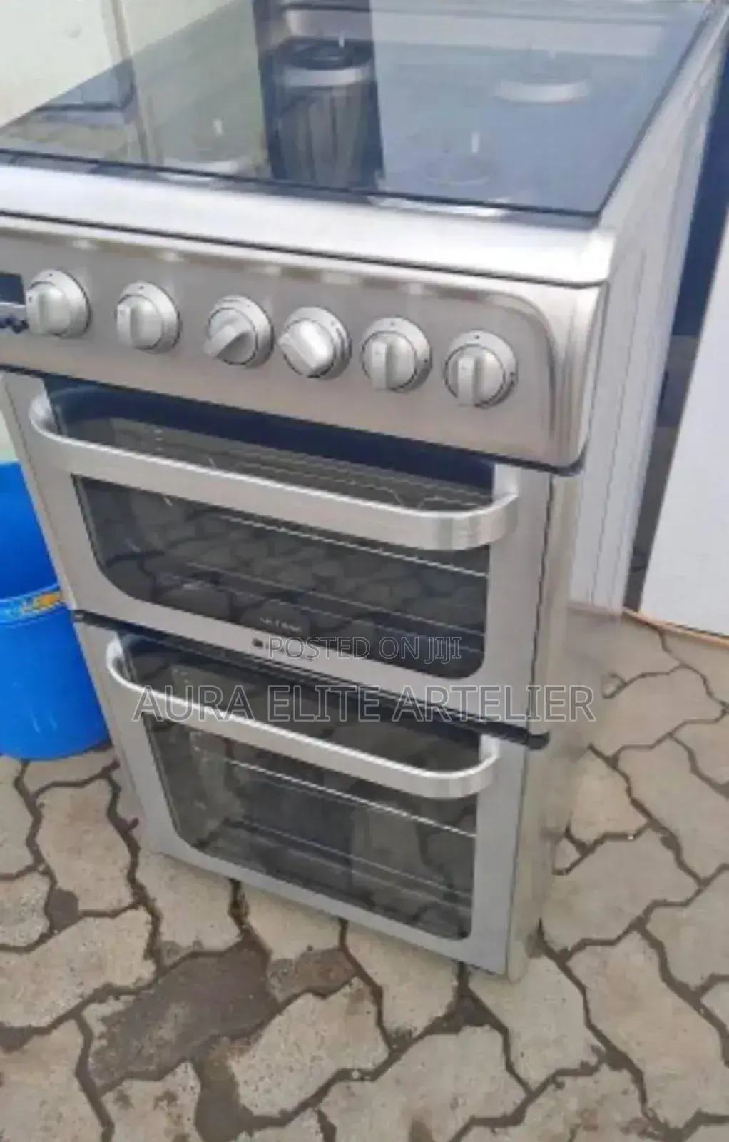 Exuk Hotpoint Ultima Twin Oven Gas Cooker Graphite Stainless Steel