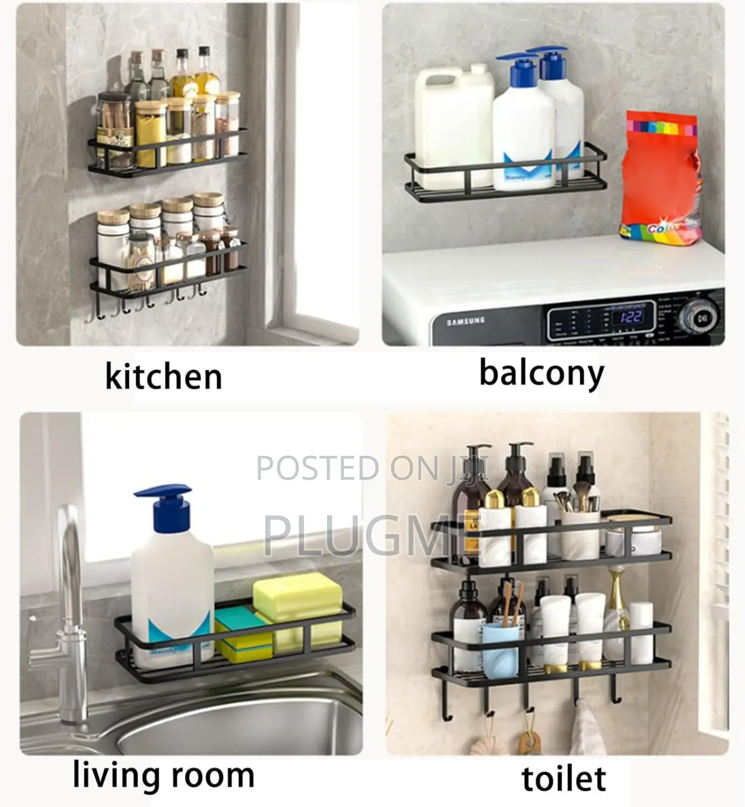 Rustproof Shower Corner Caddy Wall Mounted Adhesive Shower Organizer