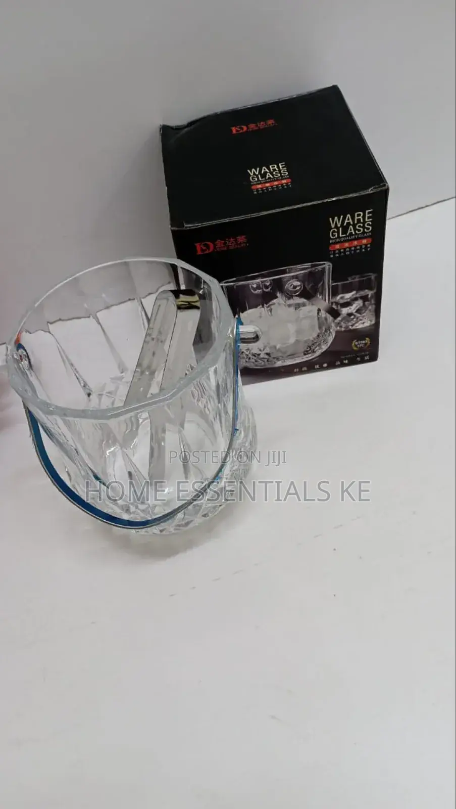 Portable Glass Ice Cube Bucket With Handle