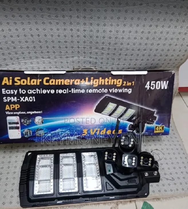 450watts Solar Floodlight With Wifi Dual Lens PTZ Camera
