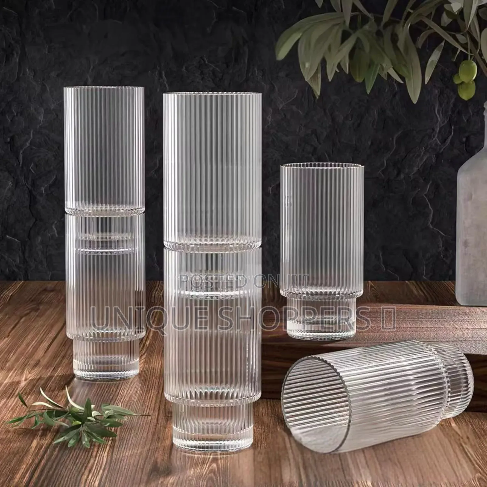 Creative Ribbed Crystal Glass Tumblers