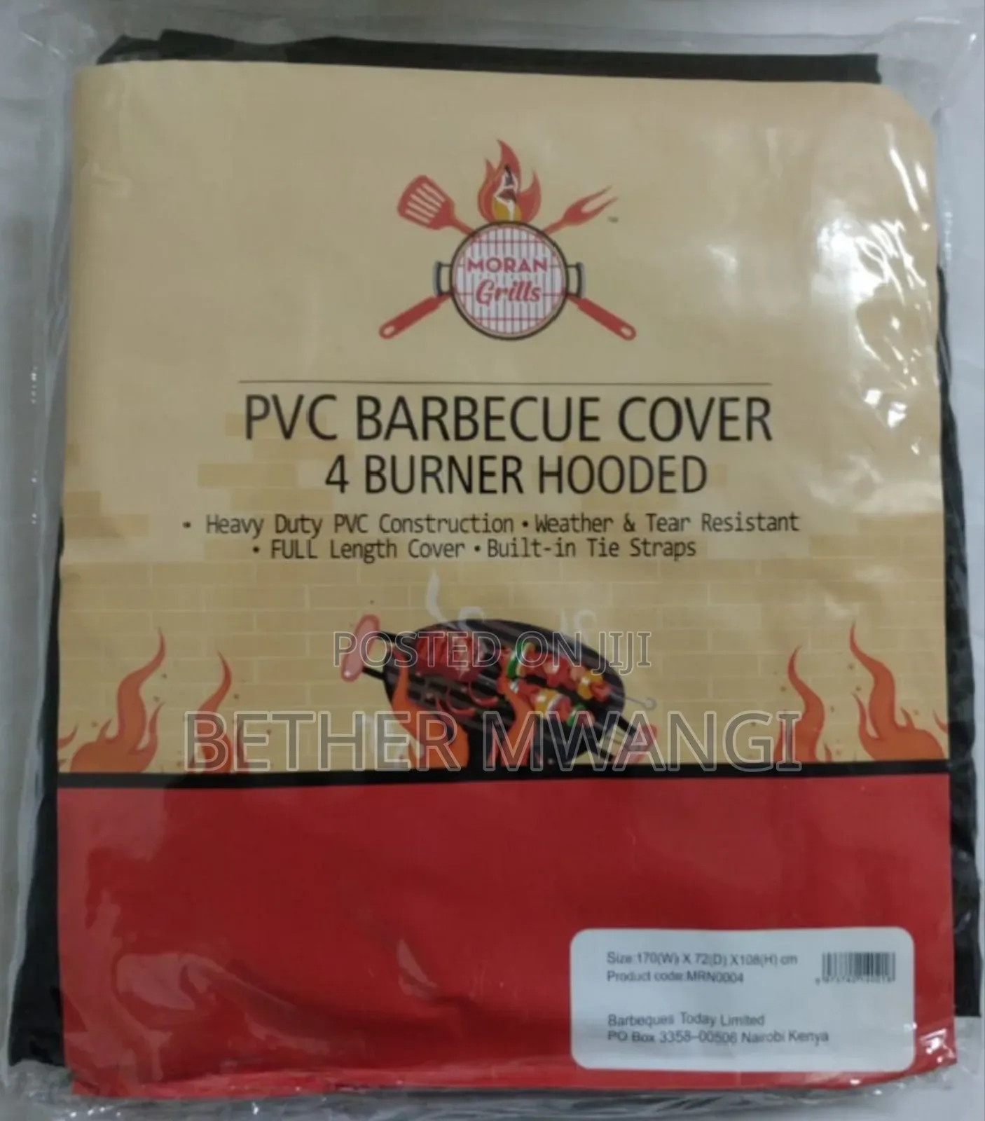 Heavy Duty-Weather $ Tear Resistant 4 Burner Hooded PVC Barbecue Cover