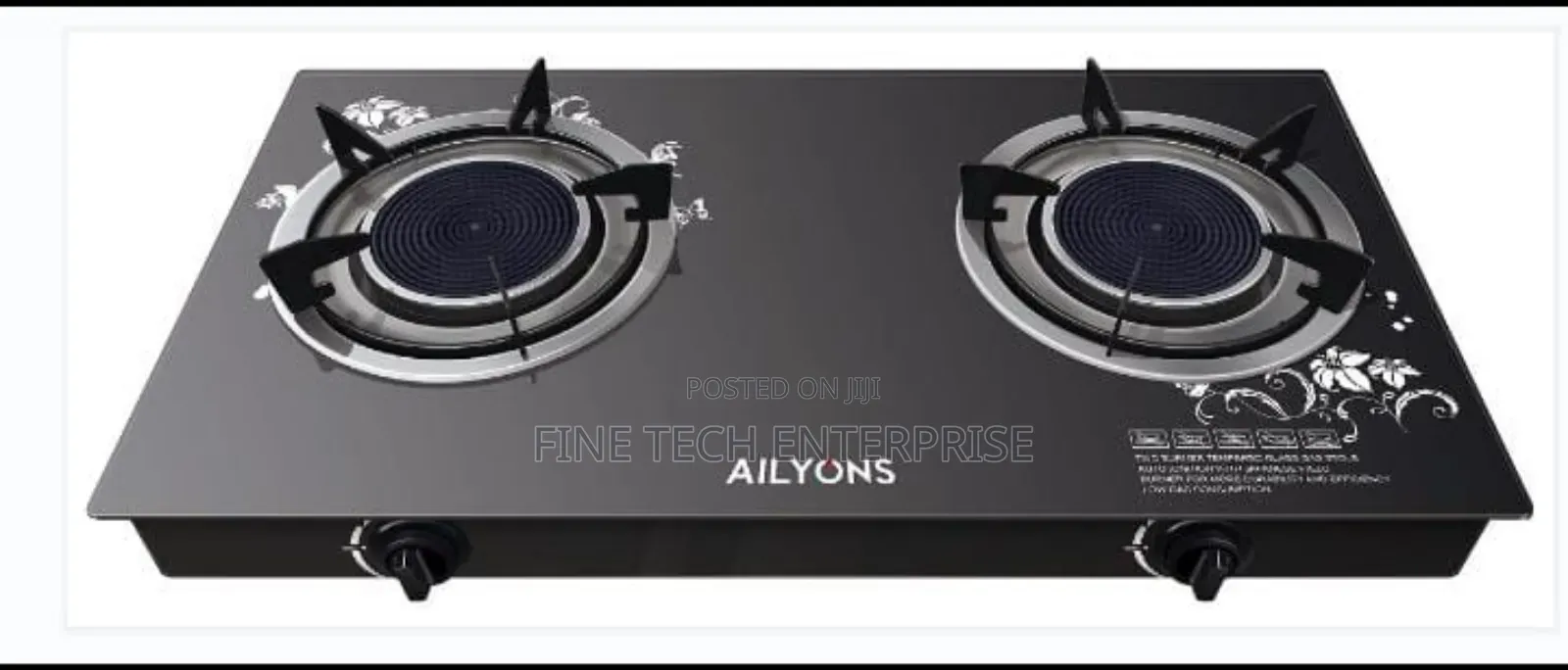 Ailyons 2 Burner Glass Top Gas Cooker Infrared Double Burner
