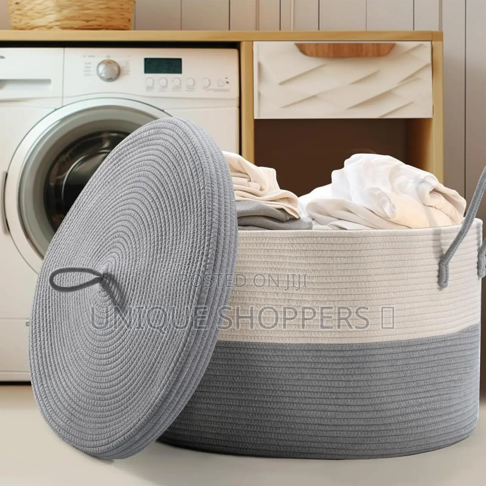 Extra Large Cotton Rope Basket With Lid 
Diameter 55cm