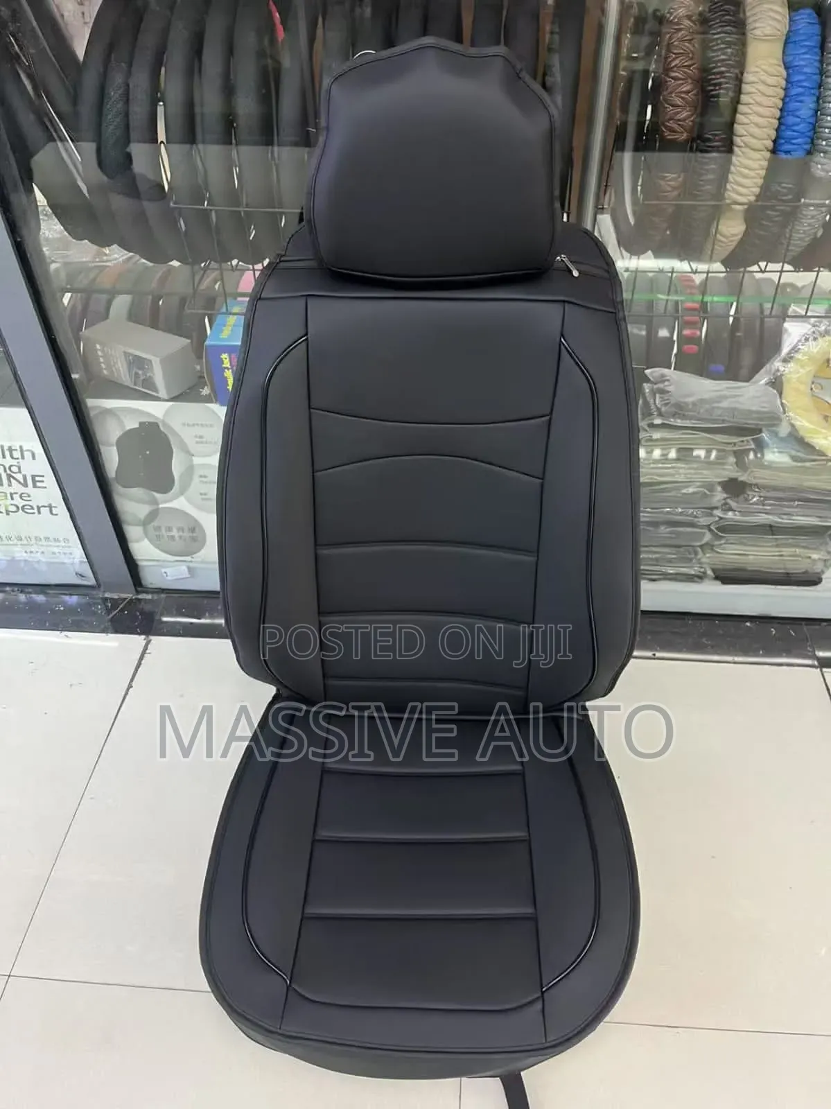 Black Leather 5 Seater Car Seats Covers