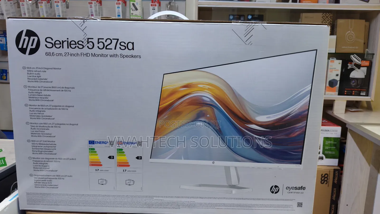 HP 527sa Series 5 27" FHD Monitor, Speakers White Color