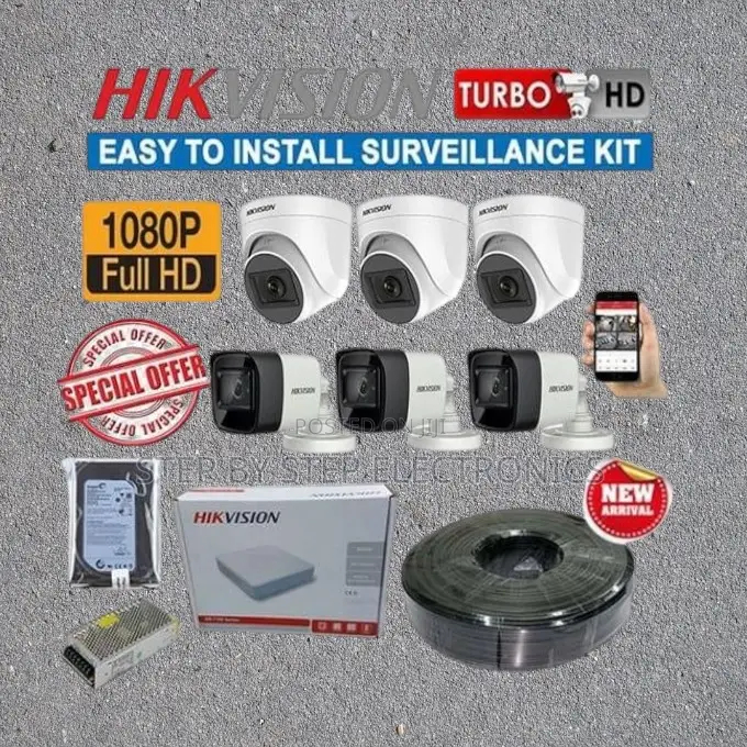Six Hikvision 1080p Full Hd 2mp CCTV Cameras Complete Installation Kit
