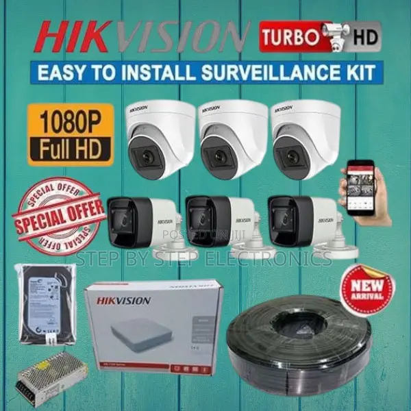 Mobile Monitoring 6 Hikvision 1080p Full Hd 2mp CCTV Cameras Full Kit