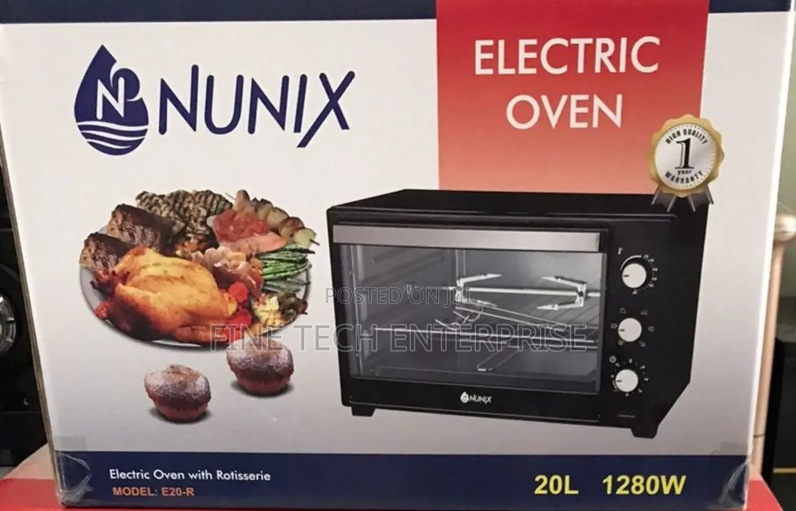 Nunix 20 Litres Electric Oven With Rotisserie (3 Knobs)