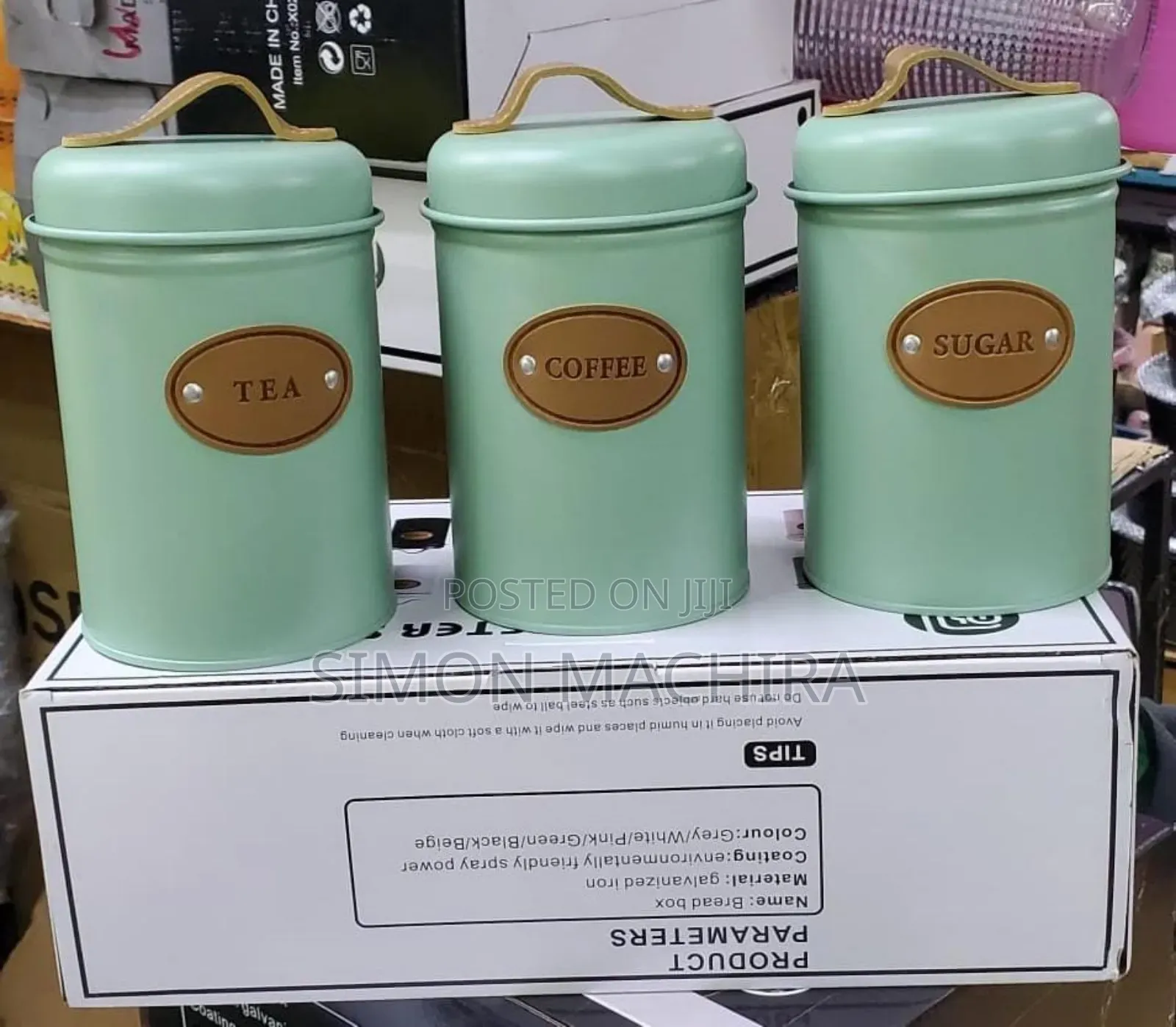 3pcs Alloy Canisters Sugar, Tea, Coffee Canisters Available